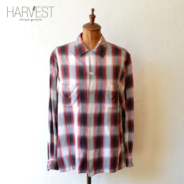 60-70s Penney`s TOWNCRAFT Rayon Check Shirts - HARVEST